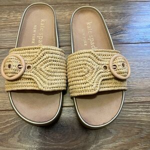 Kate Spade Woven Tan Slide Sandals